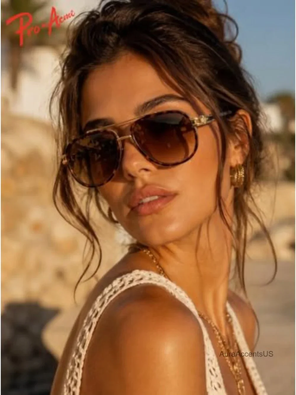 Oversized Aviator Sunglasses Metal Gradient Shades UV400 Retro